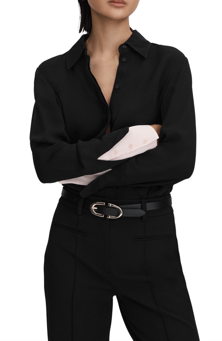 Reiss Nila Colorblock Long Sleeve Button-Up Shirt, Main, color,