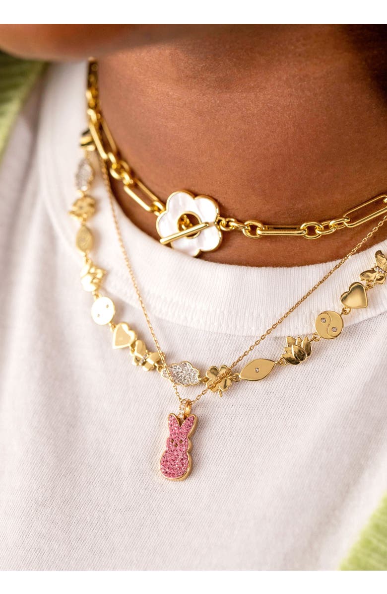 Alex and Ani Peeps<sup>®</sup> Pave Pink Bunny Pendant Necklace, Alternate, color, Pink