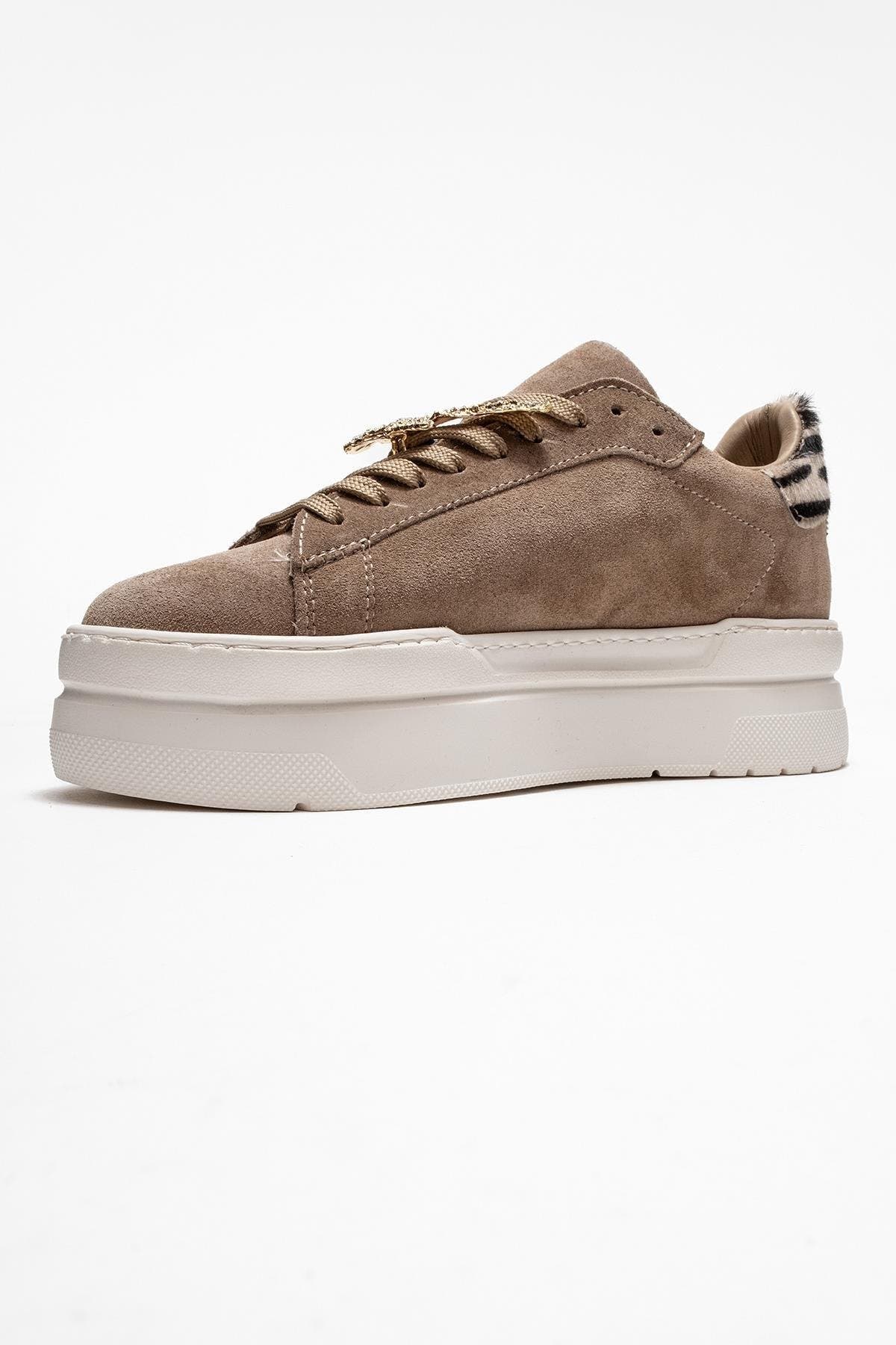Forever & Always Shoes Anda Leather Buckled Sneakers, Alternate, color, Dark Beige Faux Leather
