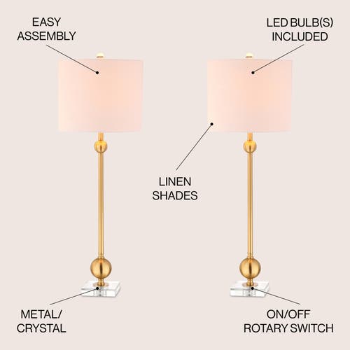 Jonathan Y Hollis 34" Metal Led Table Lamp, Brass With Crystal Base In Brass