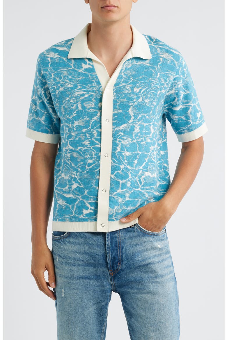 Farraris Negroni Cotton Camp Shirt, Main, color, BLUE WITH WHITE