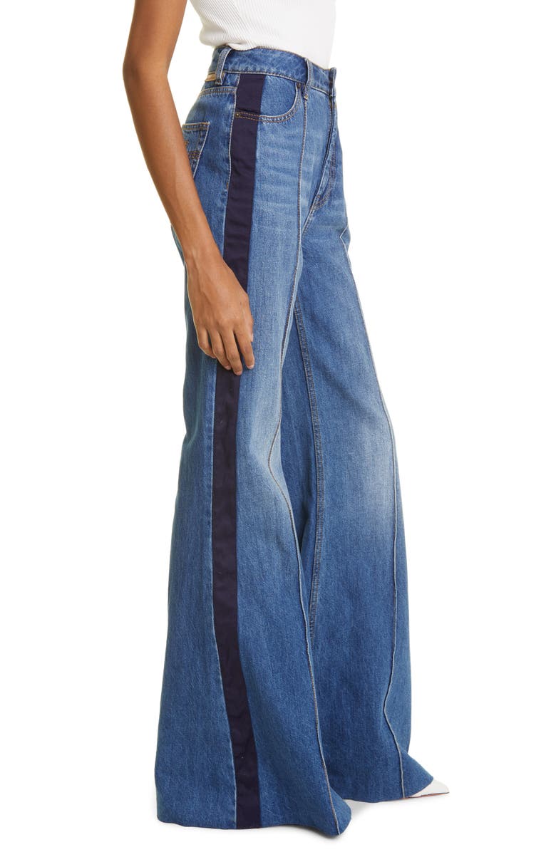 Zimmermann Rhythmic High Waist Super Flare Side Stripe Jeans, Alternate, color, 