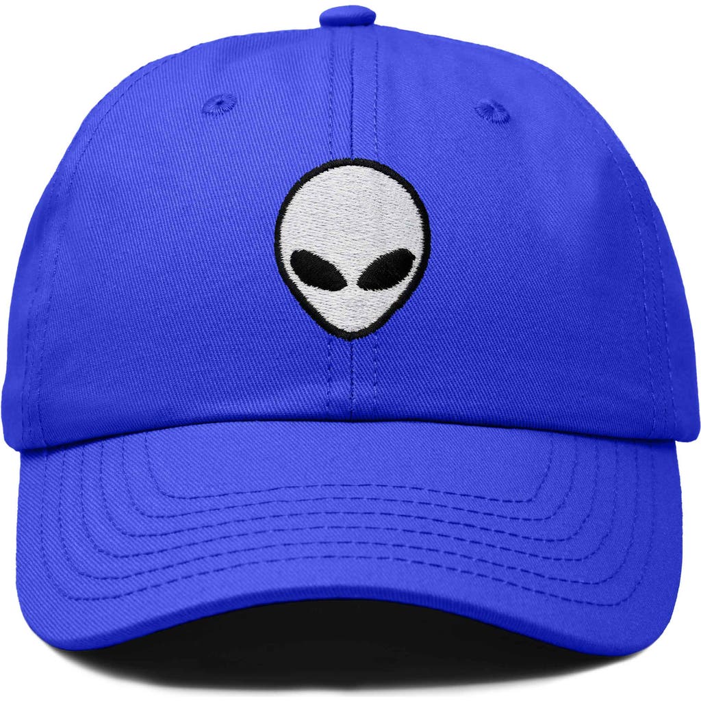 Dalix Alien Embroidered Classic Dad Cap In Royal Blue