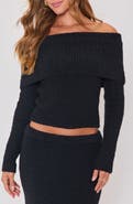 VICI Collection Ruby Foldover Off the Shoulder Rib Sweater