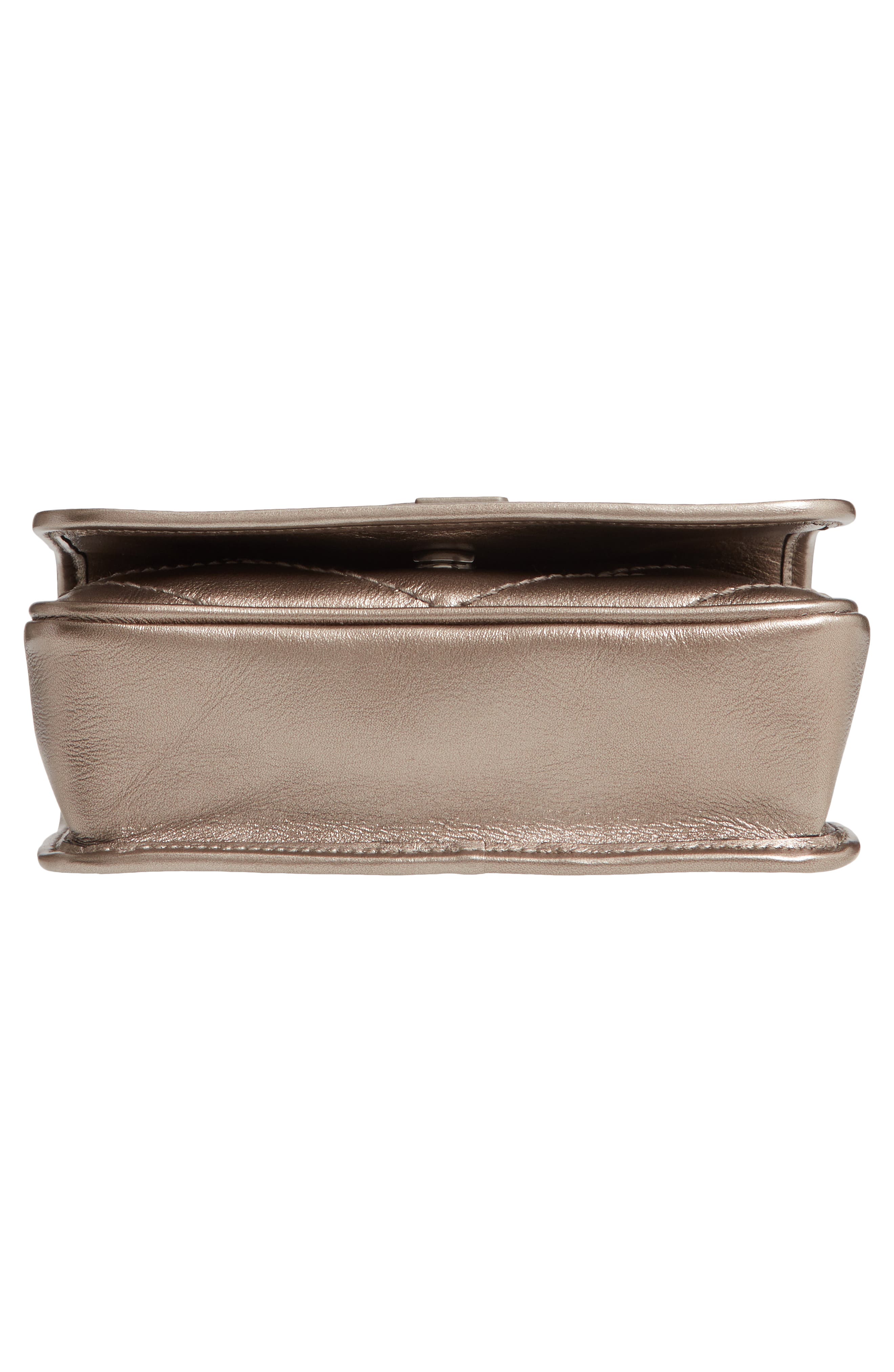 Saint Laurent Niki Metallic Leather Wallet on a Chain, Alternate, color, 