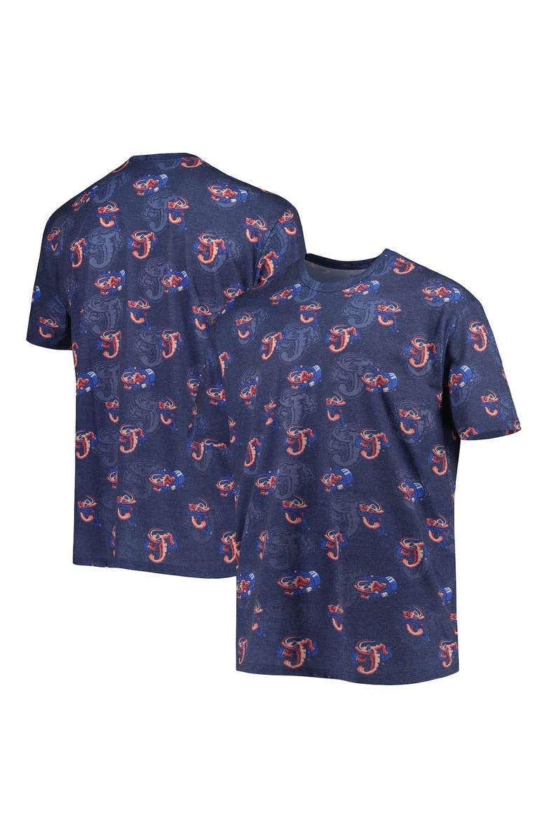BOXERCRAFT Men's Navy Jacksonville Jumbo Shrimp Allover Print Crafted T-Shirt, Main, color,