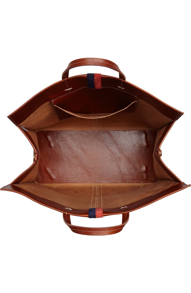 Clare V. Rustic Simple Stripe Leather Tote, Alternate, color,