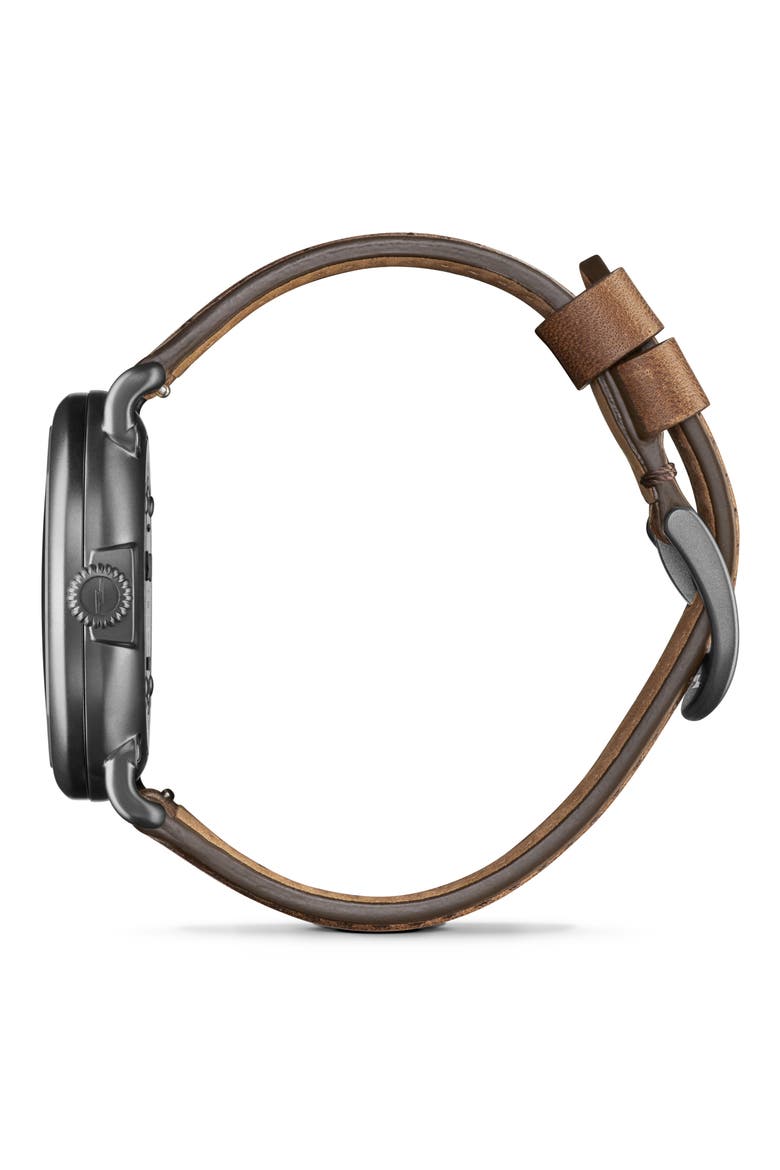 Runwell Petoskey Leather Strap Watch, 41mm, Alternate, color, PETOSKEY
