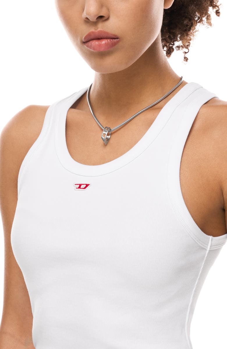 DIESEL<sup>®</sup> D Logo Ring Pendant Necklace, Alternate, color, Silver