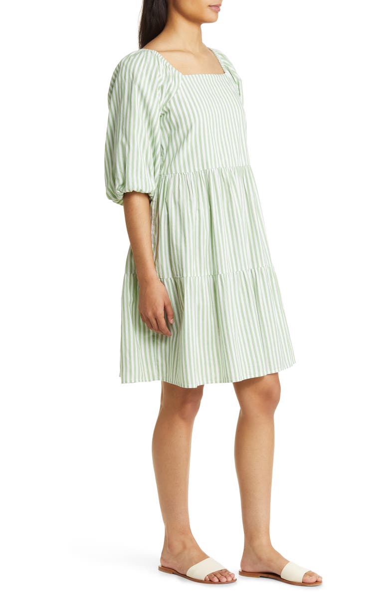 beachlunchlounge Stripe Open Back Bow Cotton Blend Dress, Alternate, color, Peperomia