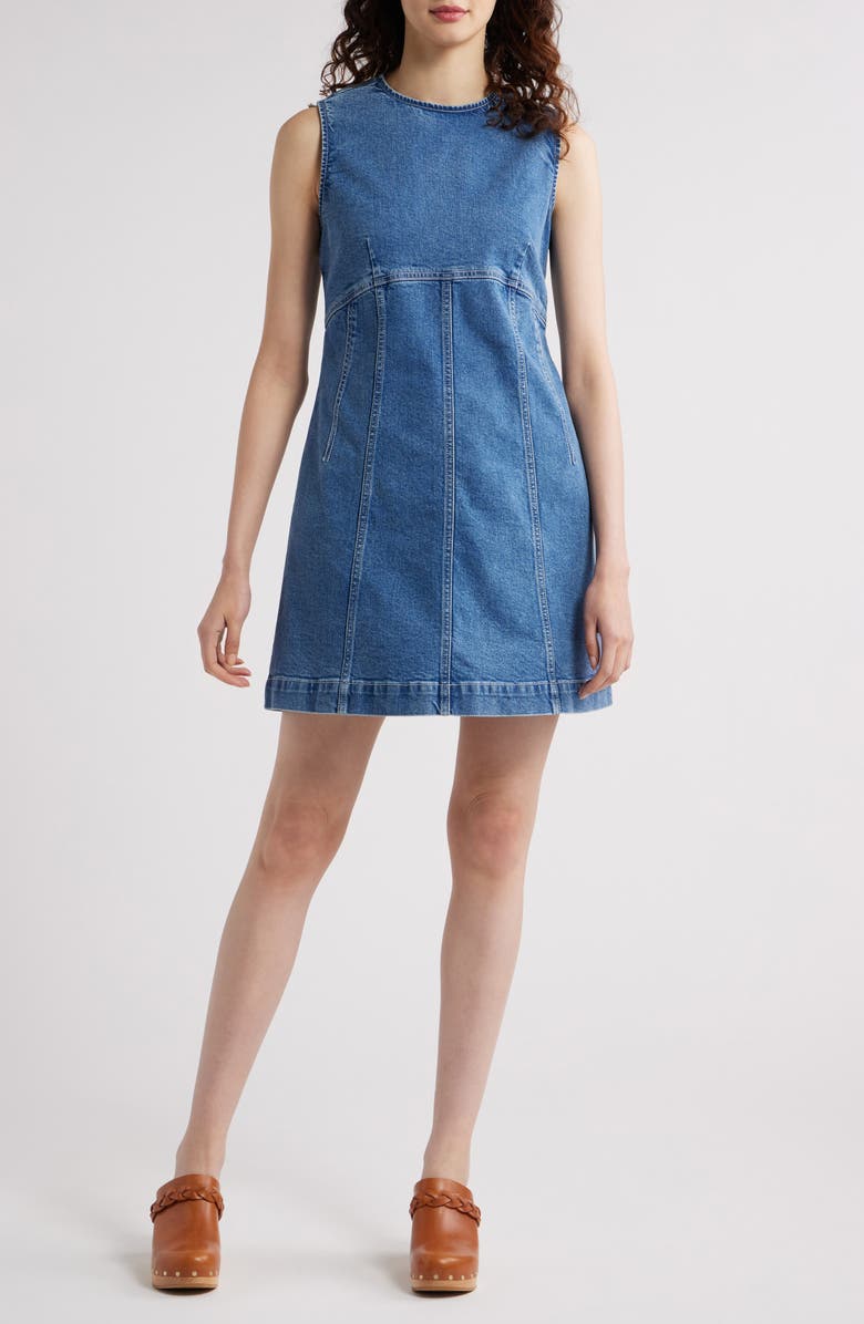 Treasure & Bond Back Cutout Fitted Denim Minidress, Main, color, 