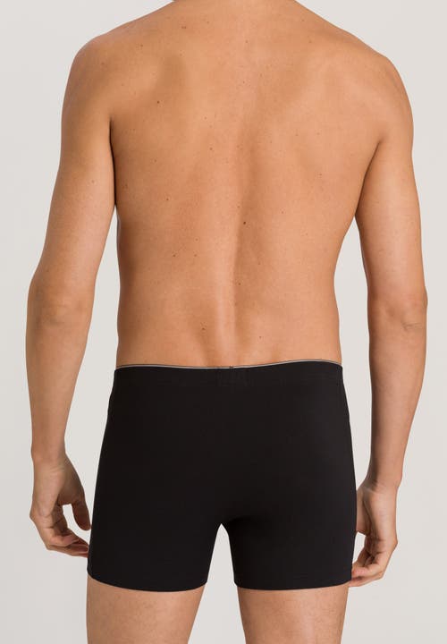 Hanro Cotton Superior Long Leg Boxer Brief In Black
