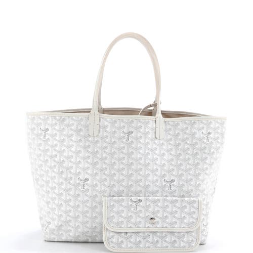 Pre-owned Goyard Goyard Saint Louis Tote Coated Canvas Pm In White