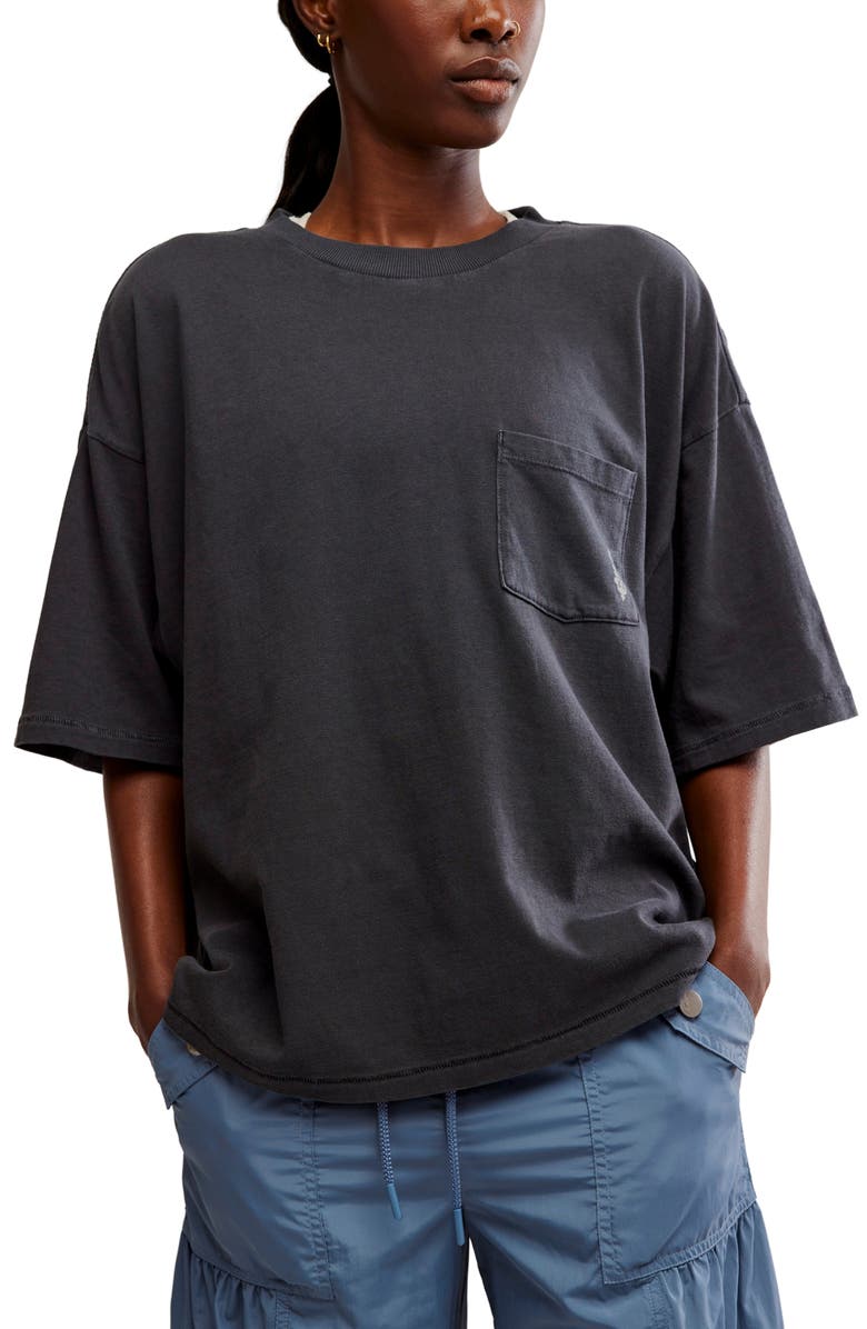 Free People FP Movement Logo Tackle Oversize Cotton T-Shirt, Main, color, Black Combo