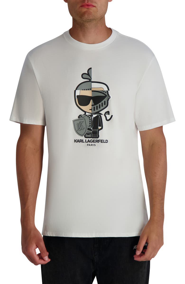 KARL LAGERFELD PARIS Split Personality Karl Graphic T-Shirt, Main, color, White