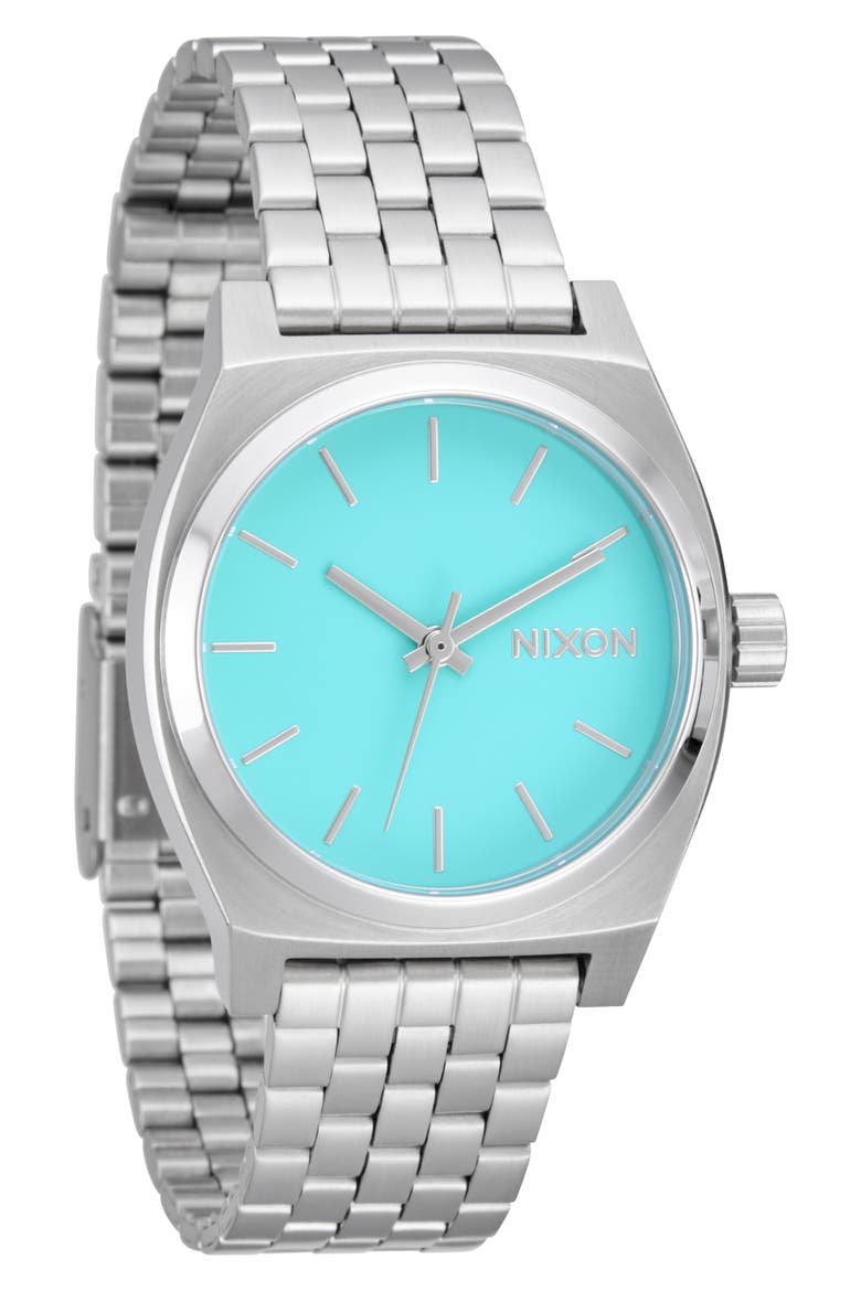 The Medium Time Teller Bracelet Watch, 31mm, Alternate, color, SILVER / TURQUOISE