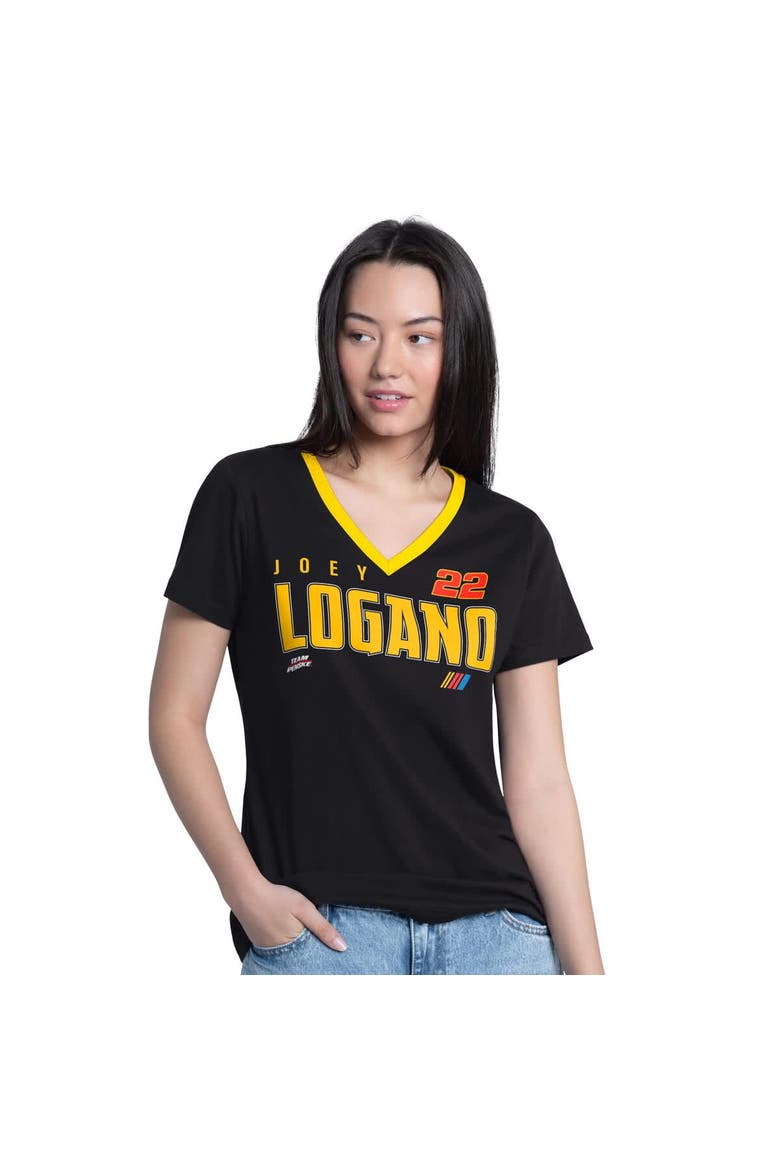 Women's G-III 4Her by Carl Banks  Black Joey Logano Best Team V-Neck T-Shirt, Main, color, Black