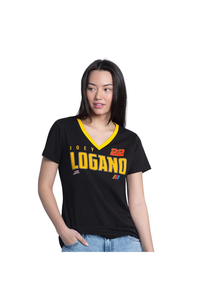 G-III 4HER BY CARL BANKS Women's G-III 4Her by Carl Banks Black Joey Logano Best Team V-Neck T-Shirt, Main, color, Black