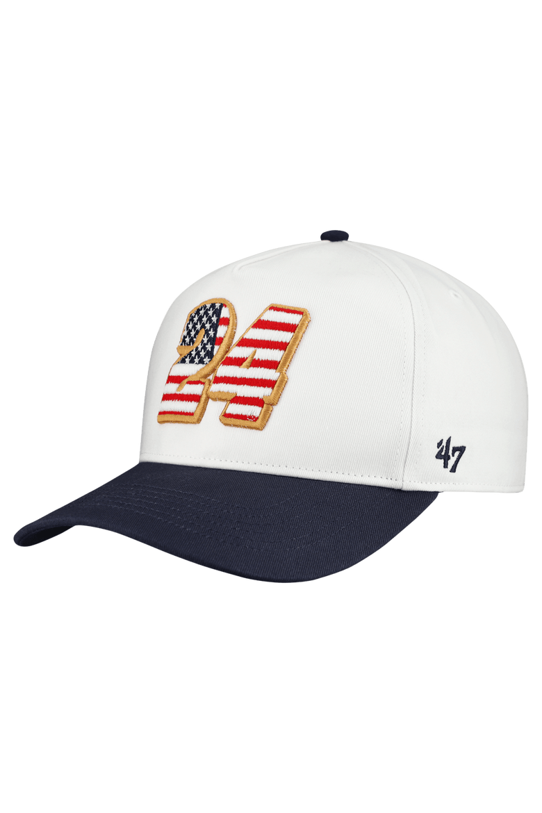 Men's '47 White William Byron Flag Fill Two-Tone Team Adjustable Hitch Hat, Main, color, White