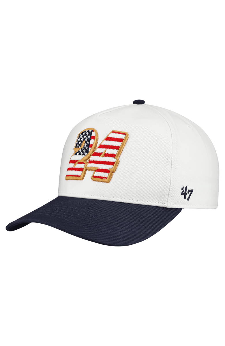 '47 Men's '47 White William Byron Flag Fill Two-Tone Team Adjustable Hitch Hat, Main, color, White