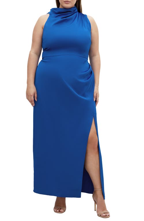 City Chic Modern Love Pleated Sleeveless Maxi Dress In Blue