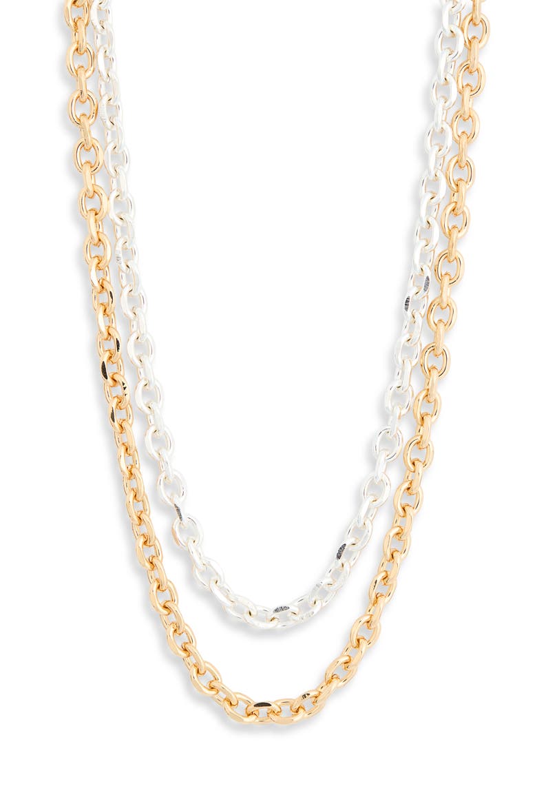 Set of 2 Mixed Metal Chain Necklaces, Main, color, GOLD- SILVER