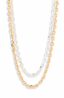 Set of 2 Mixed Metal Chain Necklaces