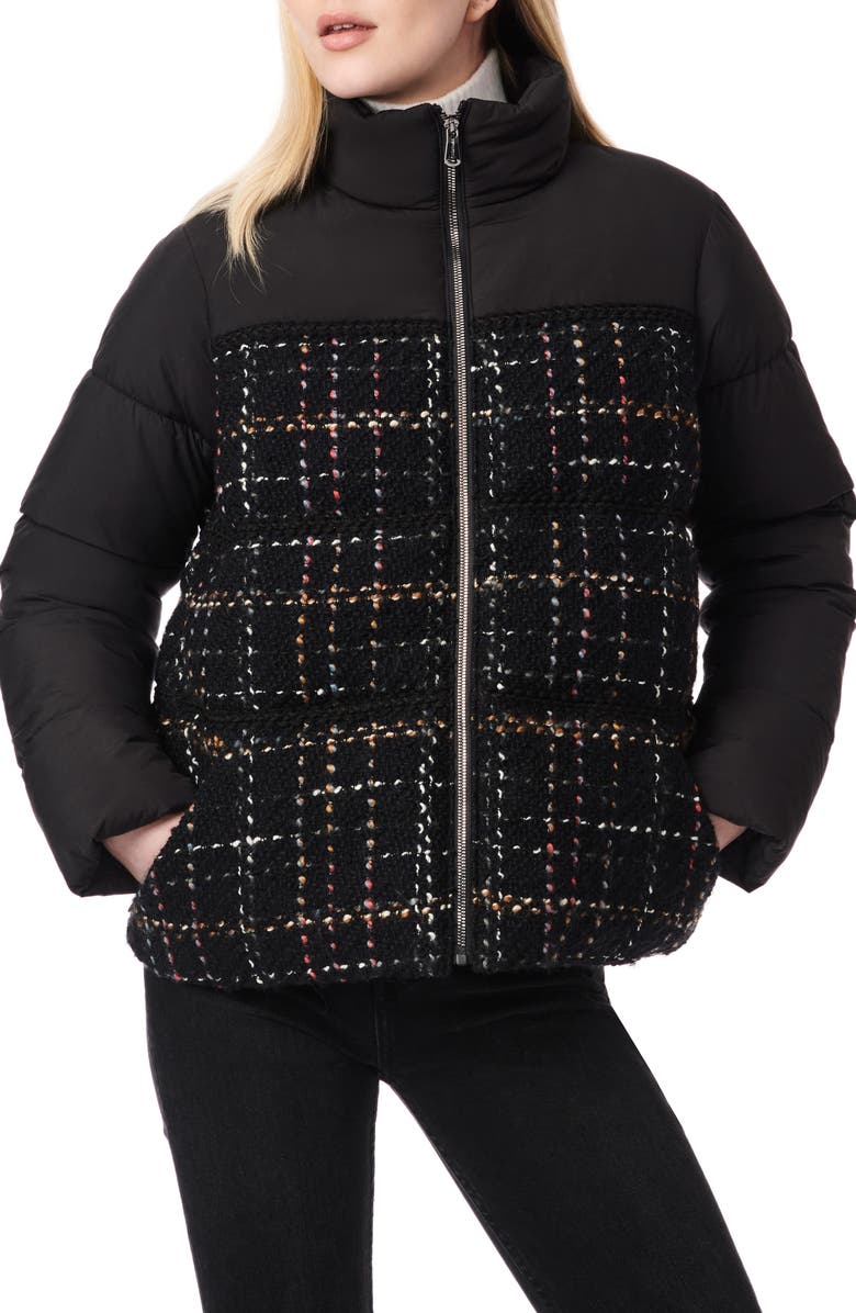 Bernardo Tweed Puffer Jacket, Main, color,