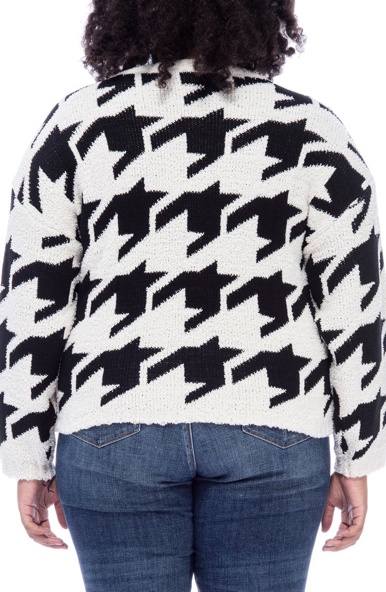Bobeau Houndstooth Crewneck Pullover Sweater, Alternate, color,
