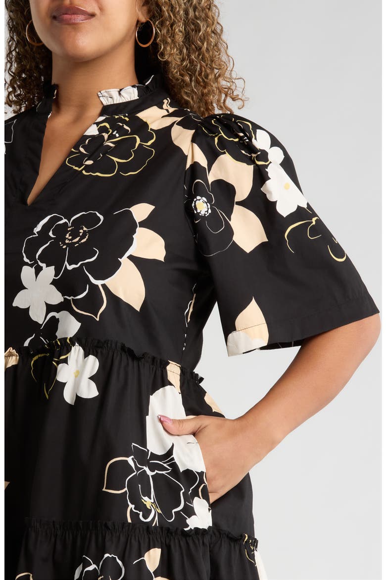 Cairan Floral Dixie Tiered Cotton Dress, Alternate, color, BLACK-TAUPE