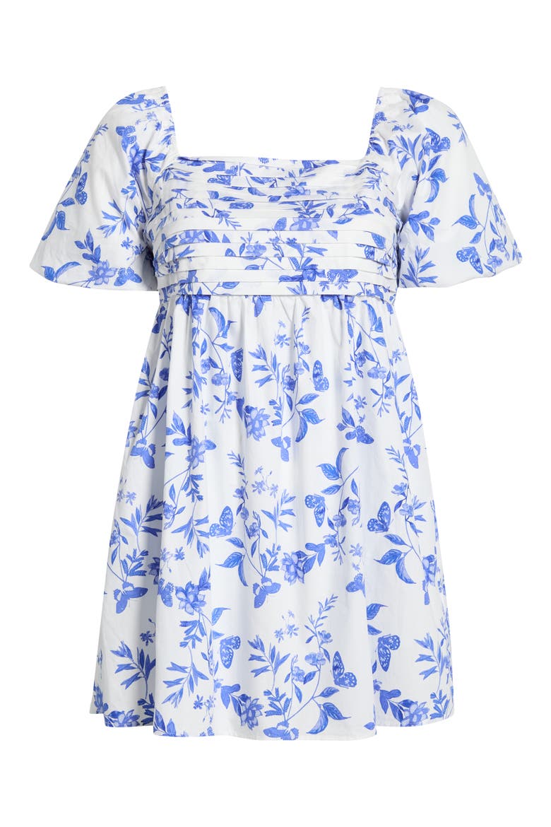 Leya Floral Pleated Mini Dress, Alternate, color, WHITE BLUE MULTI