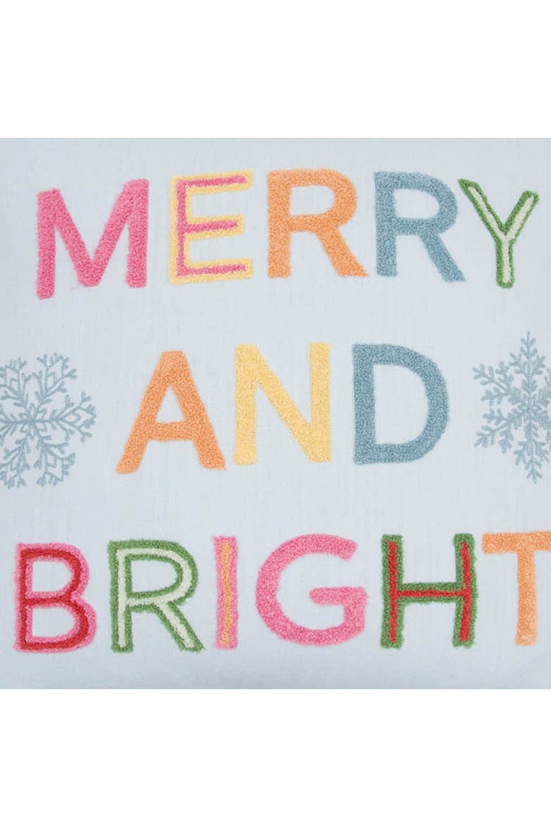 Merry And Bright Snowflakes Tufted with Poms Throw Pillow 18" x 18", Alternate, color, Blue