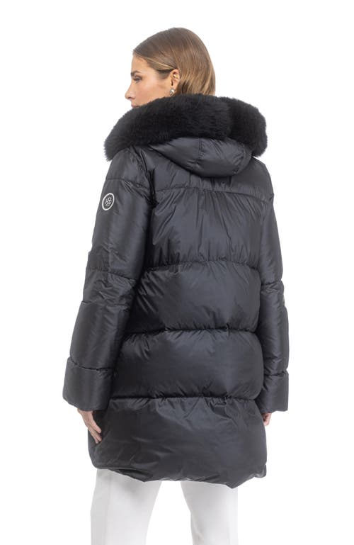 Gorski Apres-ski Horizontal Jacket With Detachable Toscana Lamb Hood Trim In Black