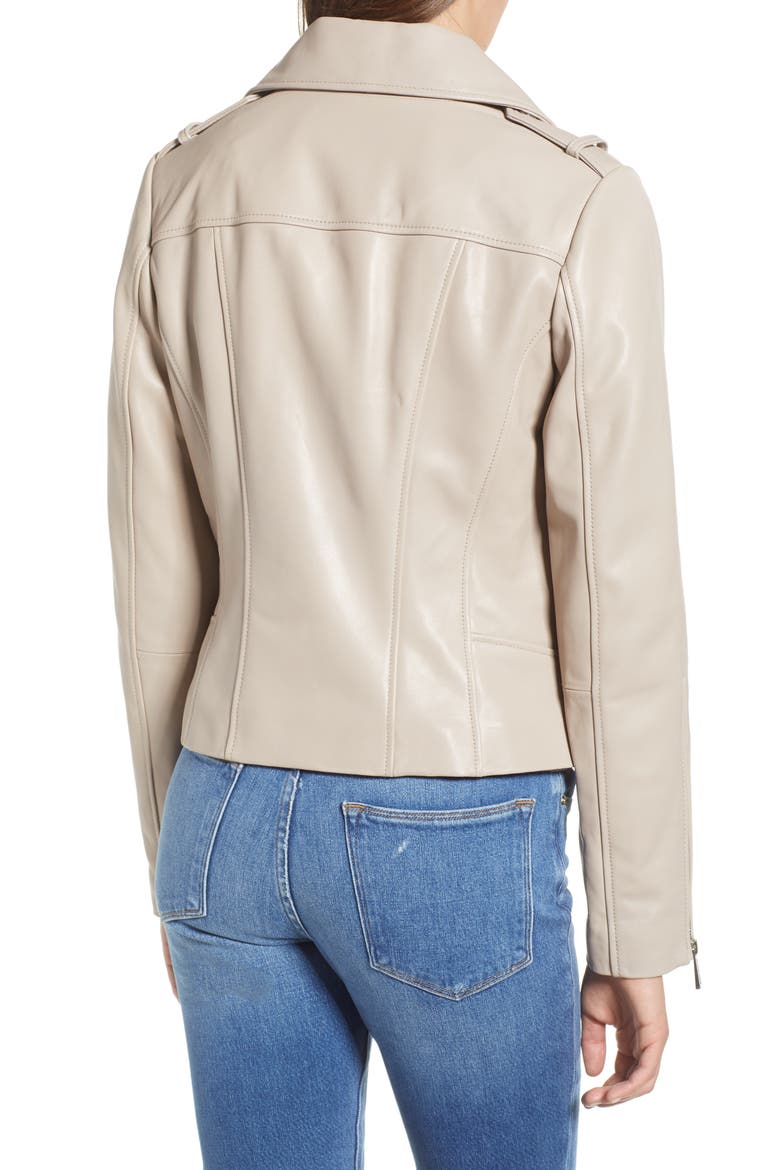 Classic Leather Moto Jacket, Alternate, color, TAUPE