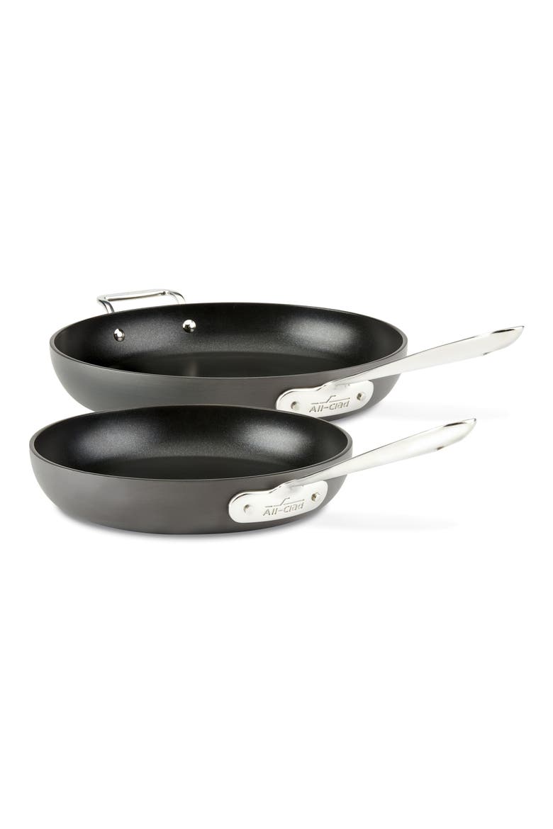 10-Inch & 12-Inch Hard Anodized Aluminum Nonstick Fry Pan Set, Main, color, BLACK