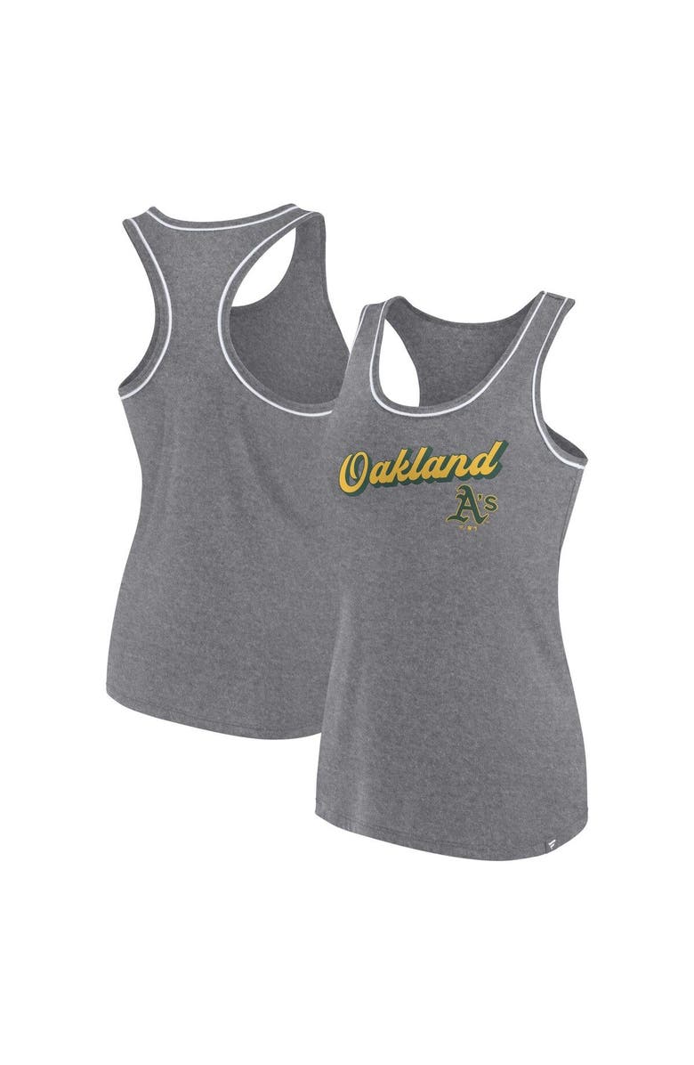 FANATICS Women's Fanatics Branded Heather Gray Oakland Athletics Wordmark Logo Racerback Tank Top, Main, color, Heather Gray