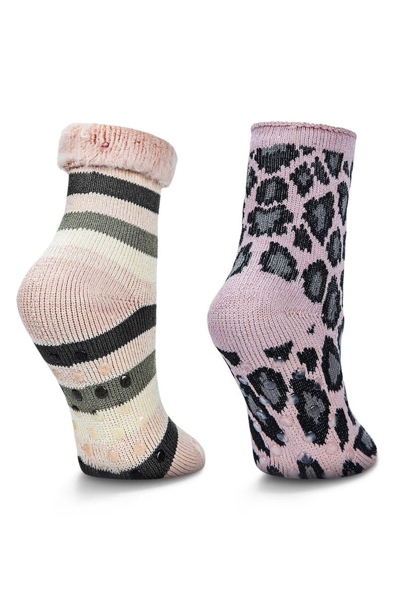 MeMoi Assorted 2-Pack Terry Cushioned Crew Socks, Alternate, color, Pink