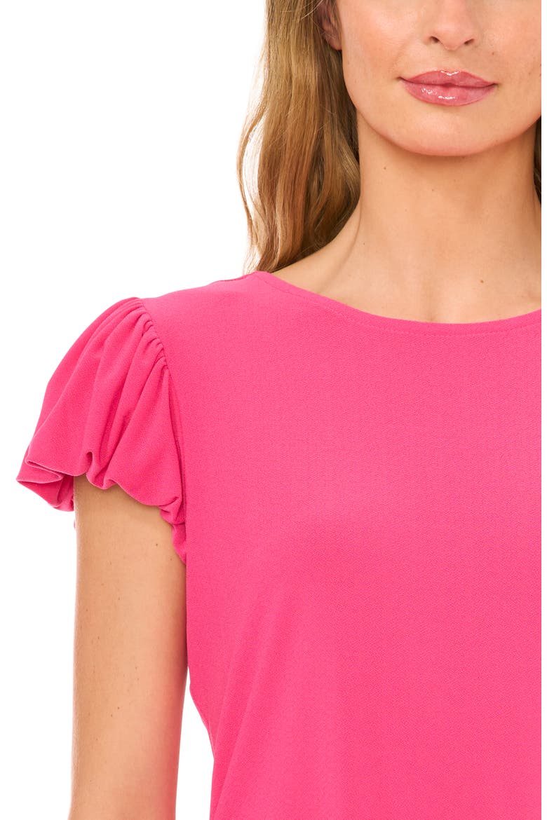 Bubble Sleeve Stretch Crepe Knit Top, Alternate, color, BRIGHT ROSE PINK