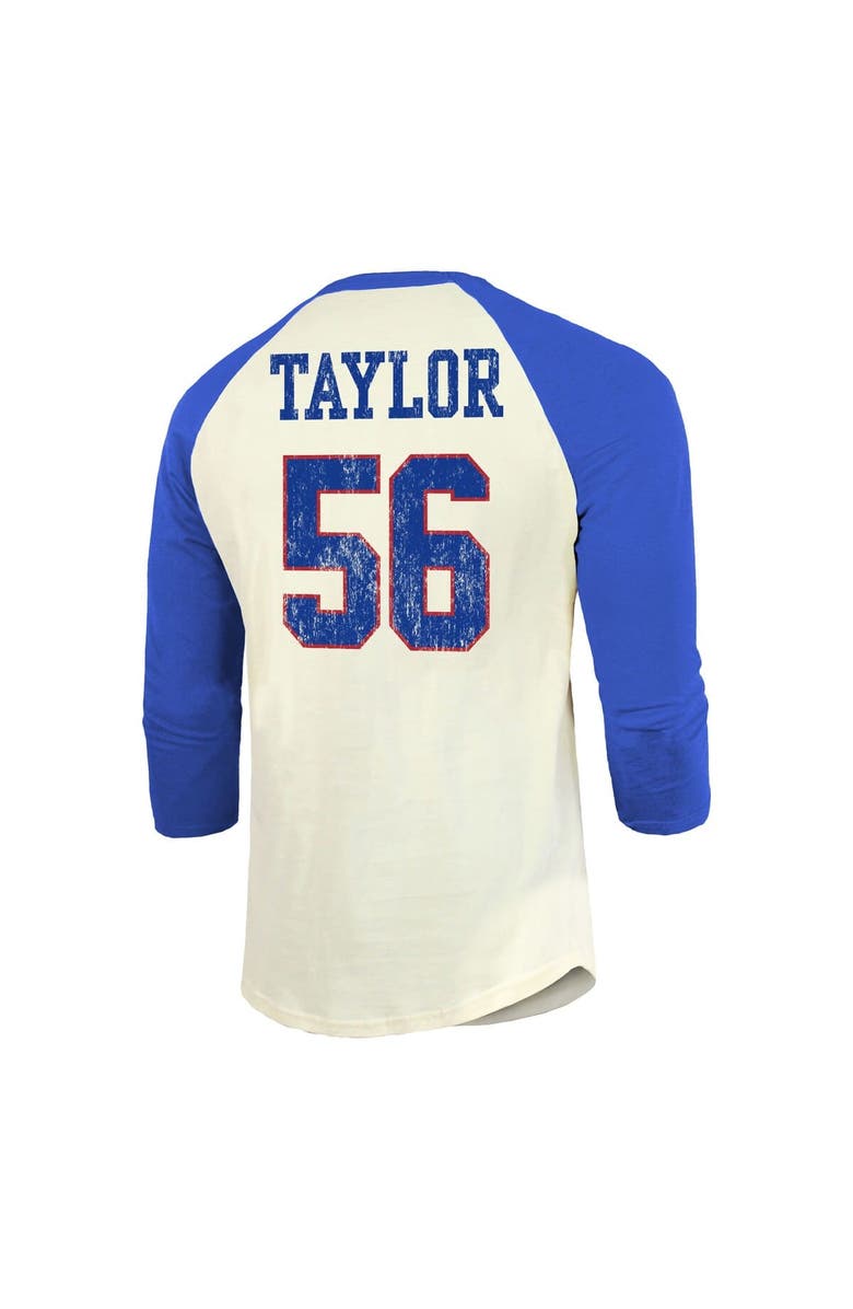 Majestic Threads Men's Majestic Threads Lawrence Taylor Cream/Red New York Giants Retired Player Name & Number 3/4 Raglan Sleeve T-Shirt, Alternate, color, Cream
