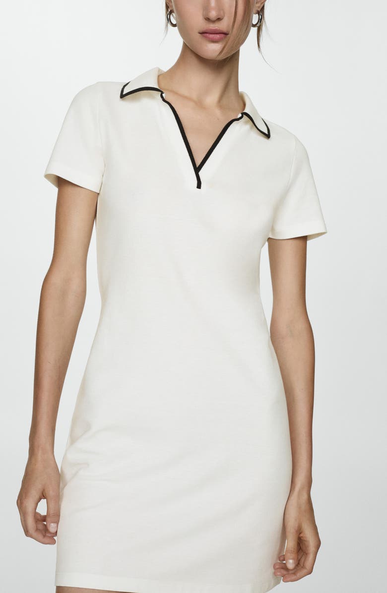 MANGO Contrast Trim Polo Dress, Alternate, color, 