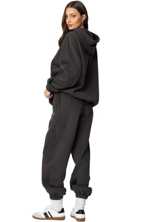 Edikted Barcelona Oversize Graphic Hoodie In Dark-gray
