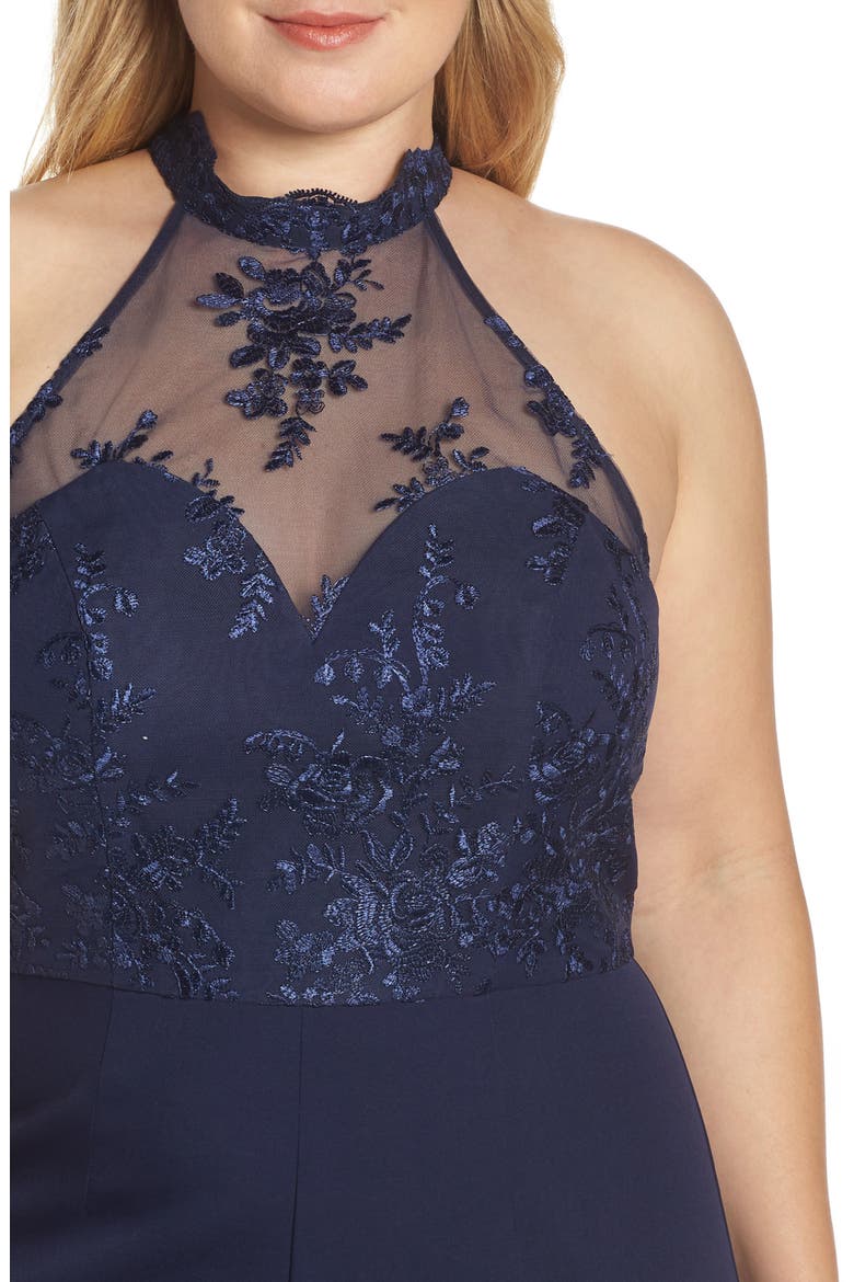 Jennifer Mesh Bodice Jumpsuit, Alternate, color, NAVY