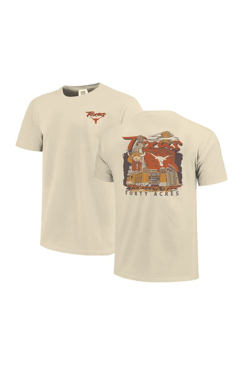Men's Image One  Natural Texas Longhorns Comfort Colors Hand-Drawn Campus Stack T-Shirt, Main, color, Natural