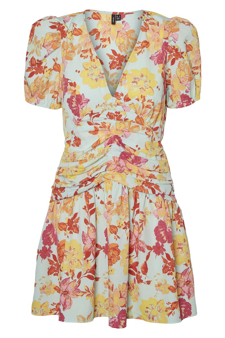 Remi Floral Short Sleeve Dress, Main, color, BROOK GREEN AOP REMI