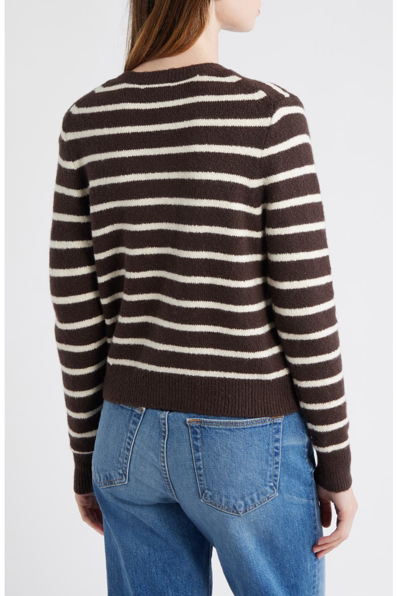 Kensington Cardigan, Alternate, color, DARK CAROB AND IVORY STRIPE