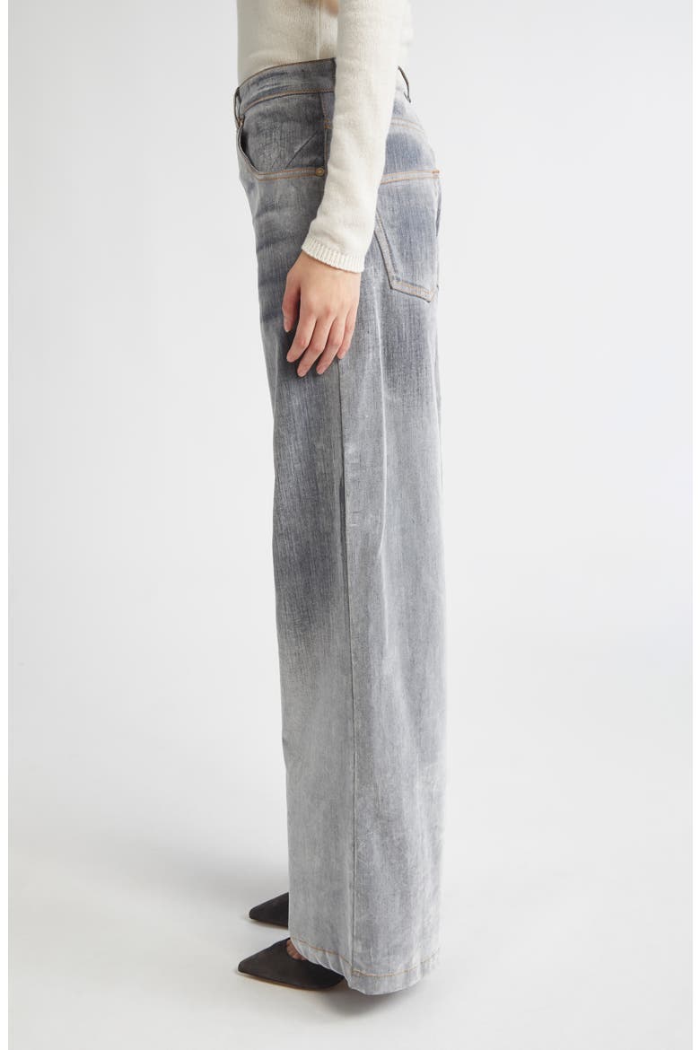 Flocked Denim Flare Leg Jeans, Alternate, color, 13 LIGHT GRAY MELANGE