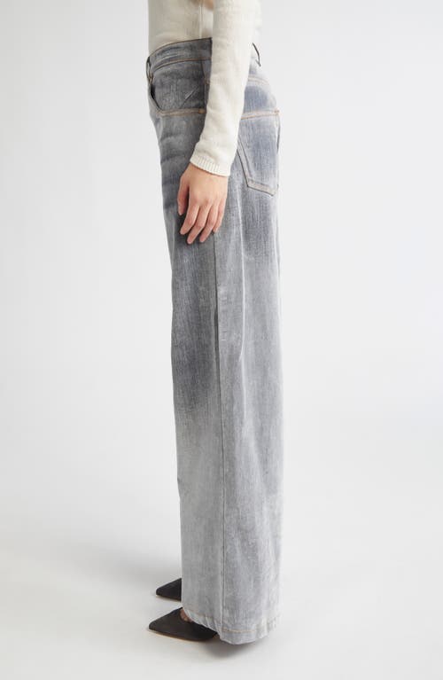 Eleventy Flocked Denim Flare Leg Jeans In Gray