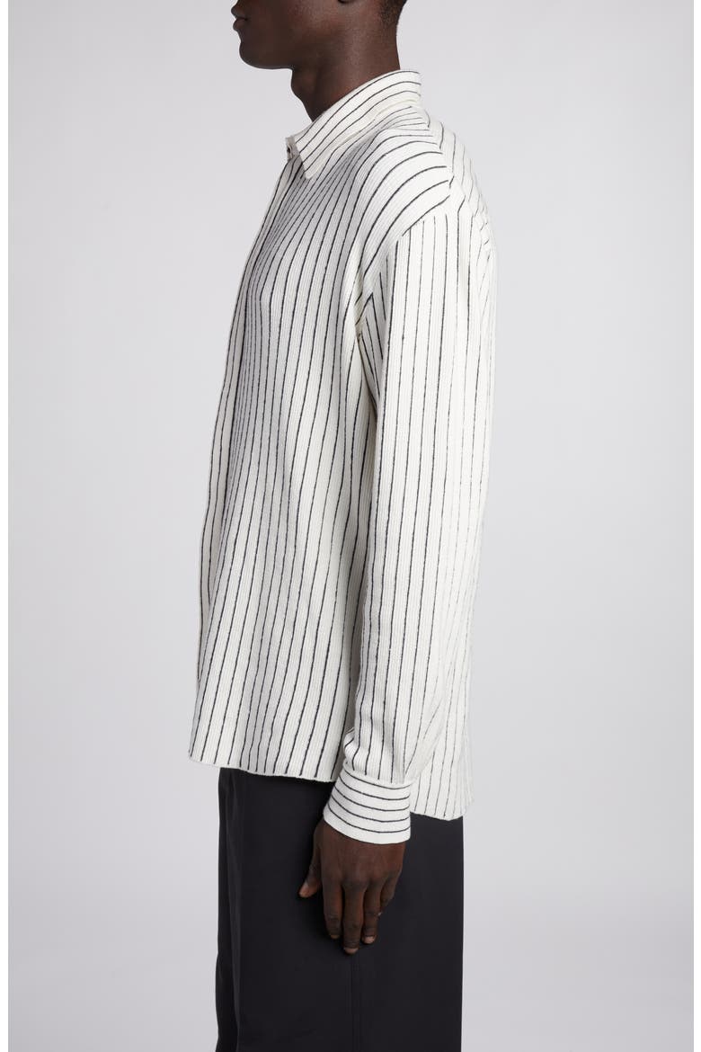 Pinstripe Rib Stitch Button-Up Shirt, Alternate, color, CHALK/ GREY MELANGE