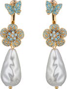 EYE CANDY LOS ANGELES Zoe Cubic Zirconia Butterfly & Flower Faux Pearl Drop Earrings