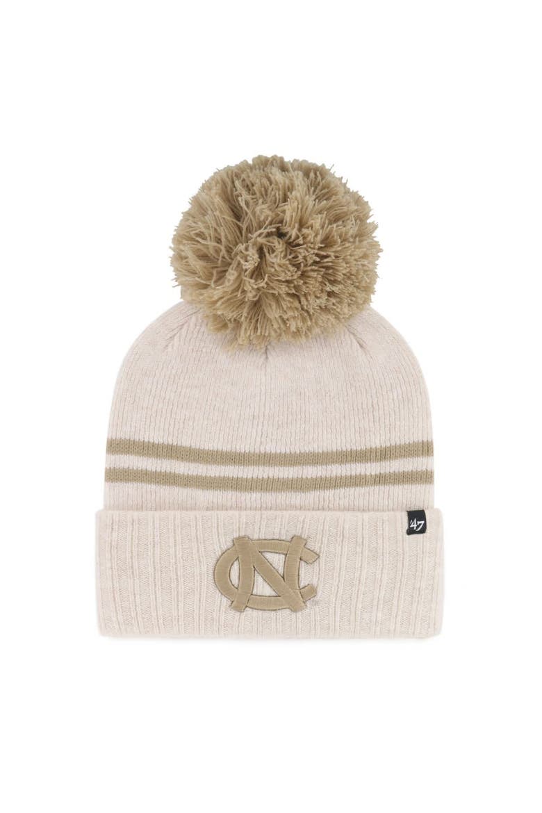 Women's '47  Natural North Carolina Tar Heels Core & Inline Latte Cuffed Knit Hat with Pom, Main, color, Natural